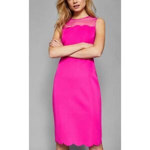 Ted Baker London Clowva Scalloped Mesh Bodycon Sheath Dress Pink Sz 3 US 8